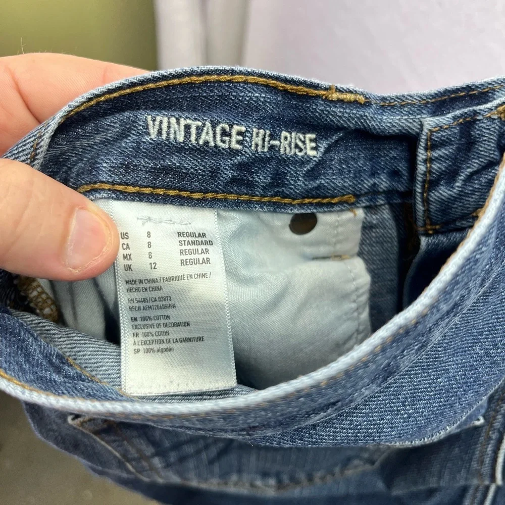 American Eagle Vintage Hi-Rise Jeans Womens 8 Blue Denim Faded 90s Y2K 2195 - Picture 3 of 9